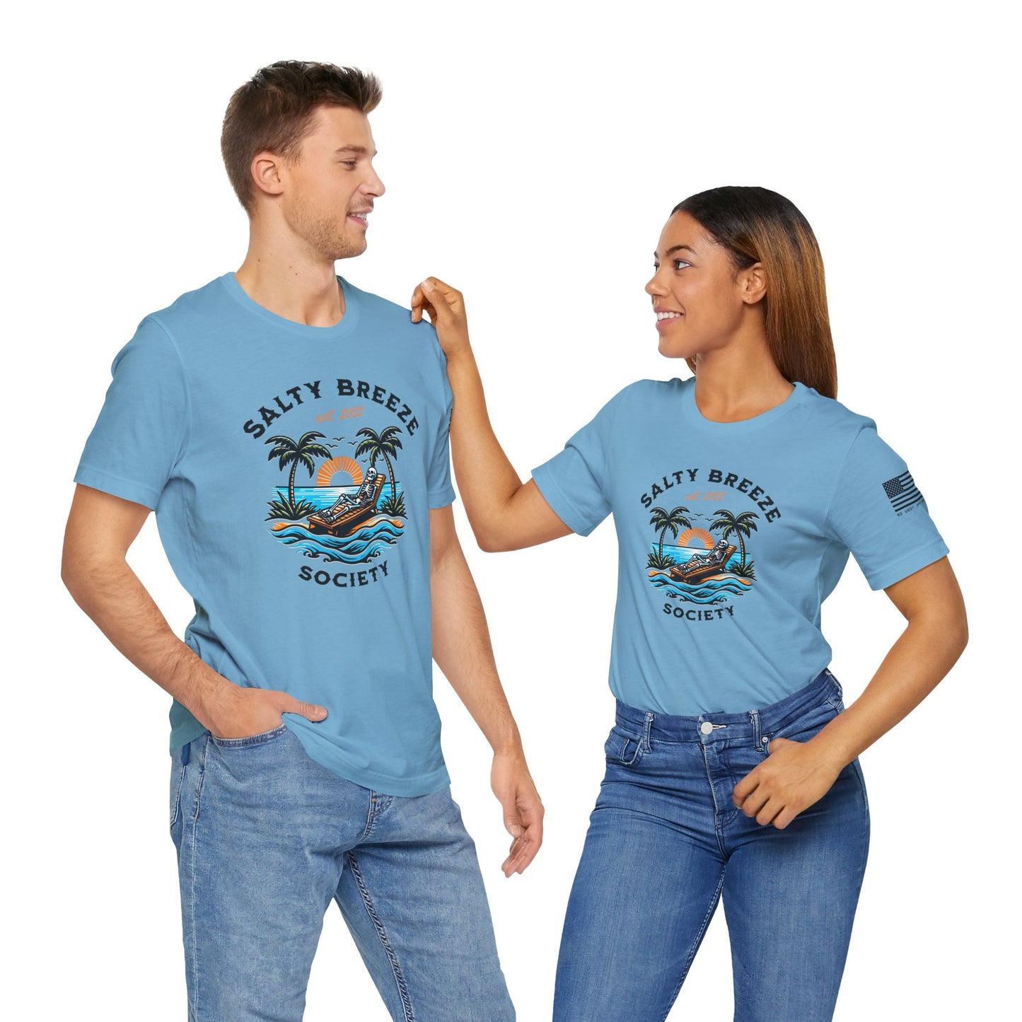 Salty Breeze Society™ Tee, Casual Summer Shirt, Beach Vibe Apparel, Gift for Ocean Lovers, Relaxed Fit Graphic Tee