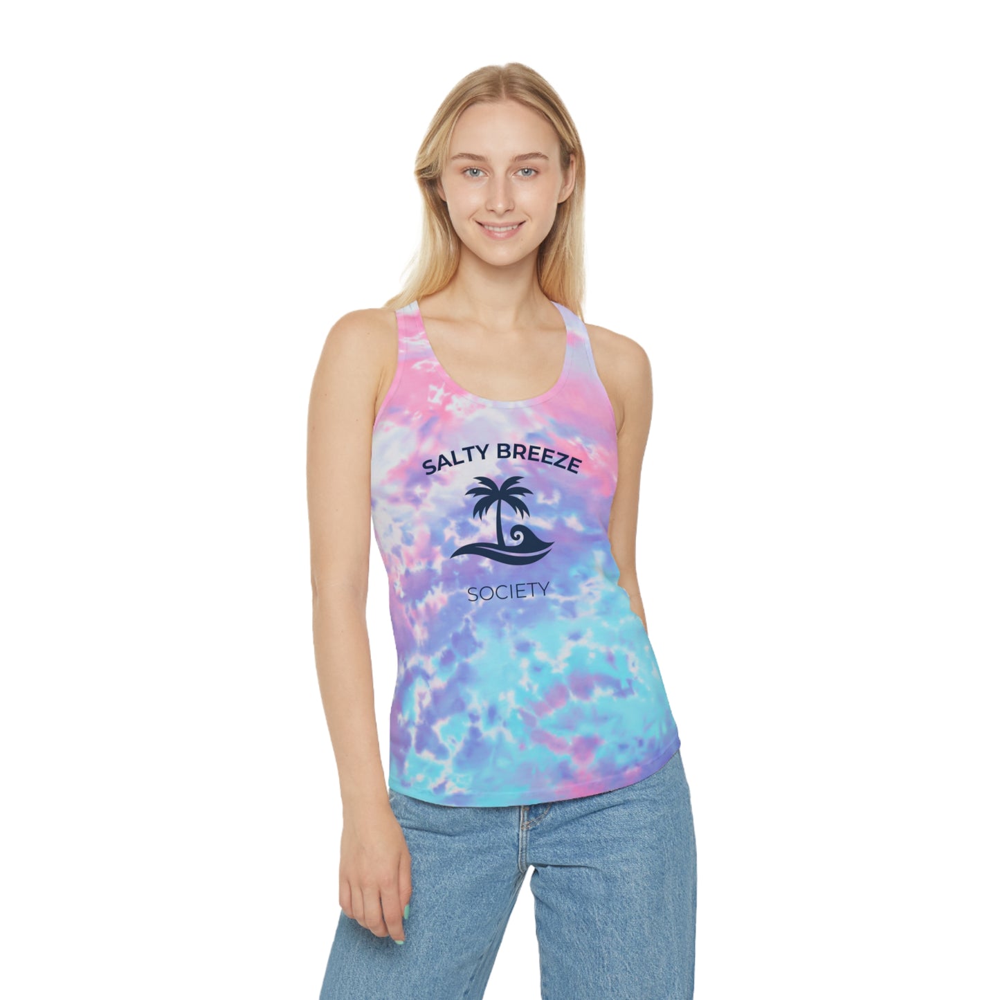 Salty Breeze Society Women's Tie Dye Racerback Tank Top