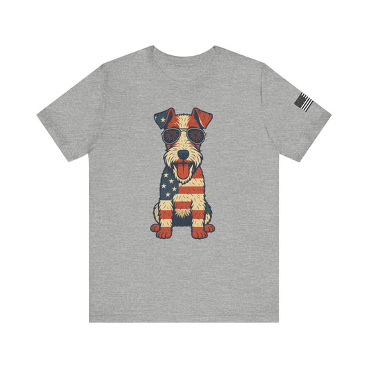 Patriotic Wire Fox Terrier Dog Tee - Unisex Jersey Short Sleeve T-Shirt