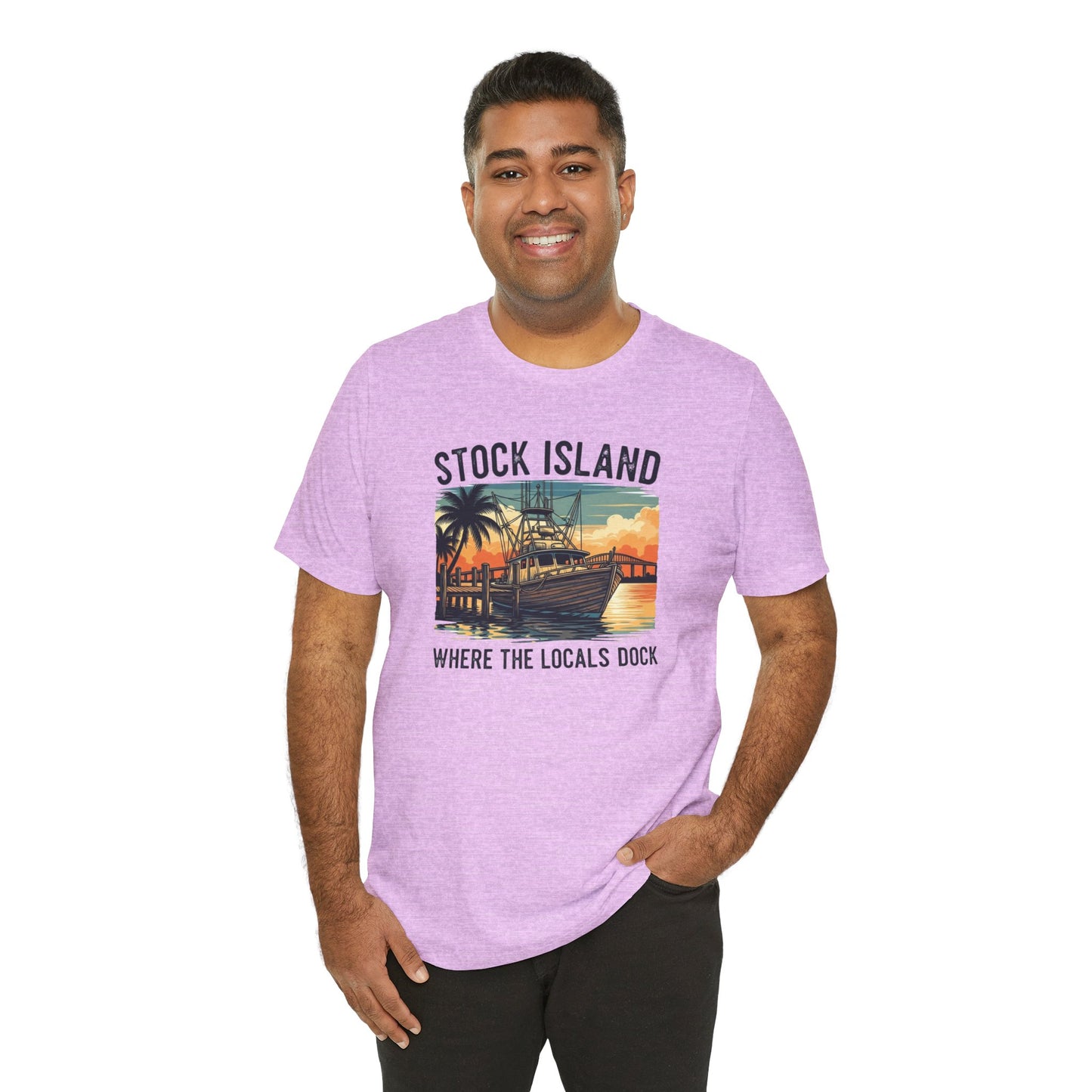 FLORIDA KEYS COLLECTION Stock Island Sunset Tee | Unisex Jersey Short Sleeve Shirt for Beach Lovers, Casual Outings