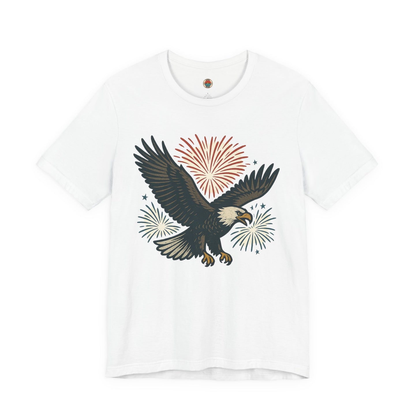 Eagle Fireworks Tee - Unisex Jersey Short Sleeve Shirt, Patriotic Apparel