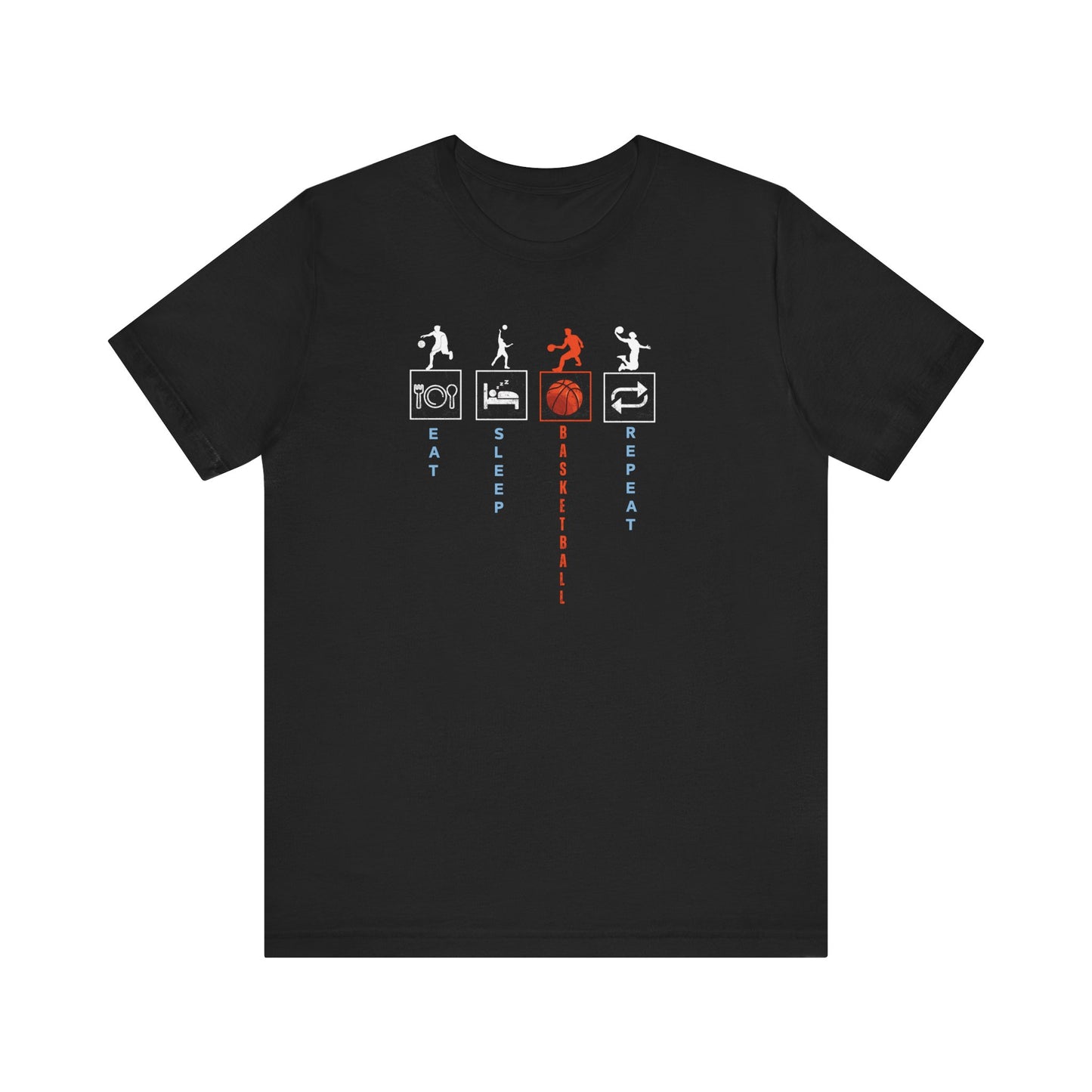 Basketball Lifestyle Tee - Eat Sleep Basketball Repeat Unisex Jersey S/S Tee