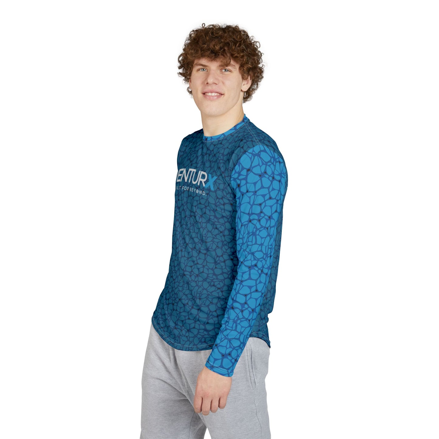 VENTURX™ Coastal Blue Men's UV Protection Long Sleeve Surf Shirt