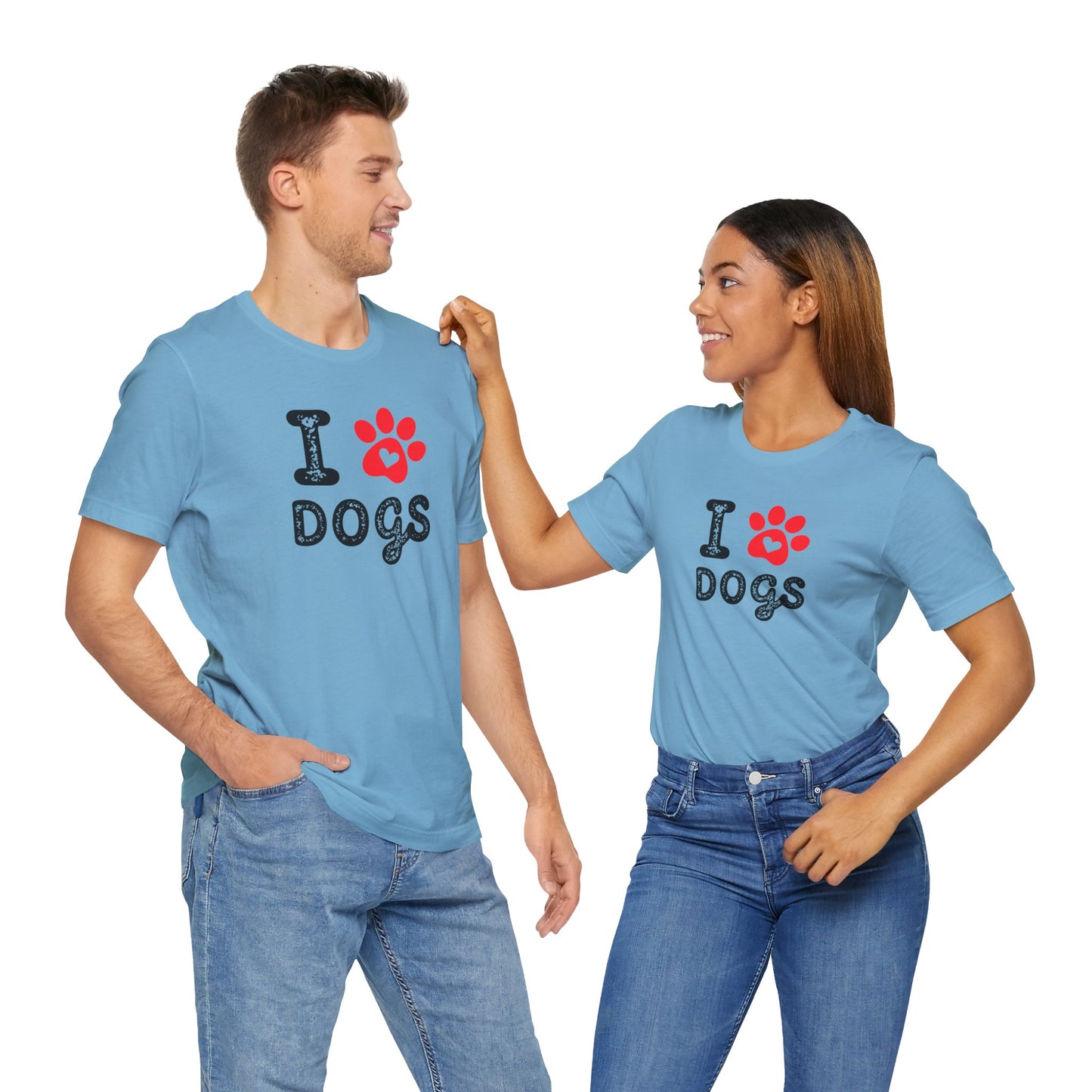 I Love Dogs Short Sleeve Tee, Dog Lover T-Shirt, Animal Lover Gift, Pet Parent Apparel