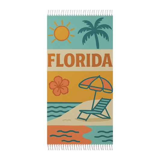Boho Beach Towel with Florida Design | Tropical Vibes