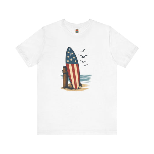 Patriotic Surfing T-Shirt | Unisex Tee for Summer