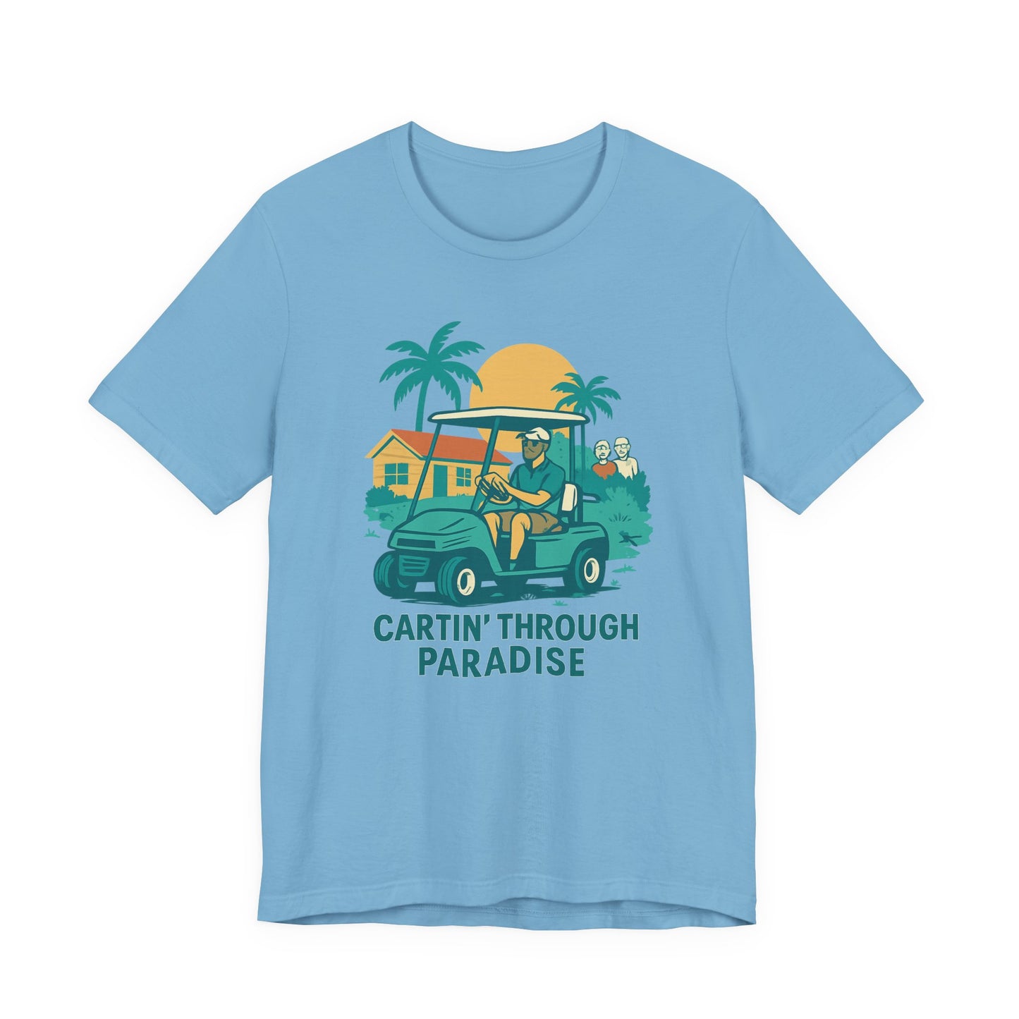 Unisex Golf Tee - 'Cartin' Through Paradise' - Fun Summer Vibe for Golf Lovers