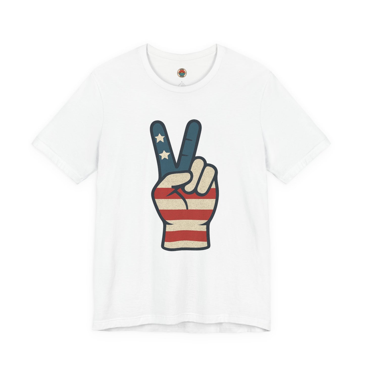 Vintage Peace Sign American Flag Tee, Unisex Tee, Fourth of July Shirt