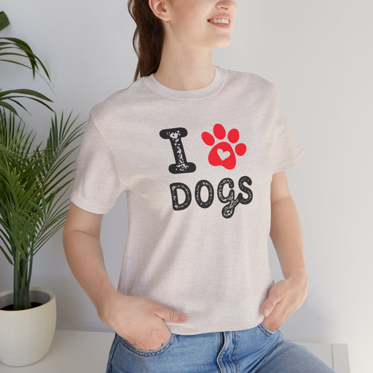I Love Dogs Short Sleeve Tee, Dog Lover T-Shirt, Animal Lover Gift, Pet Parent Apparel