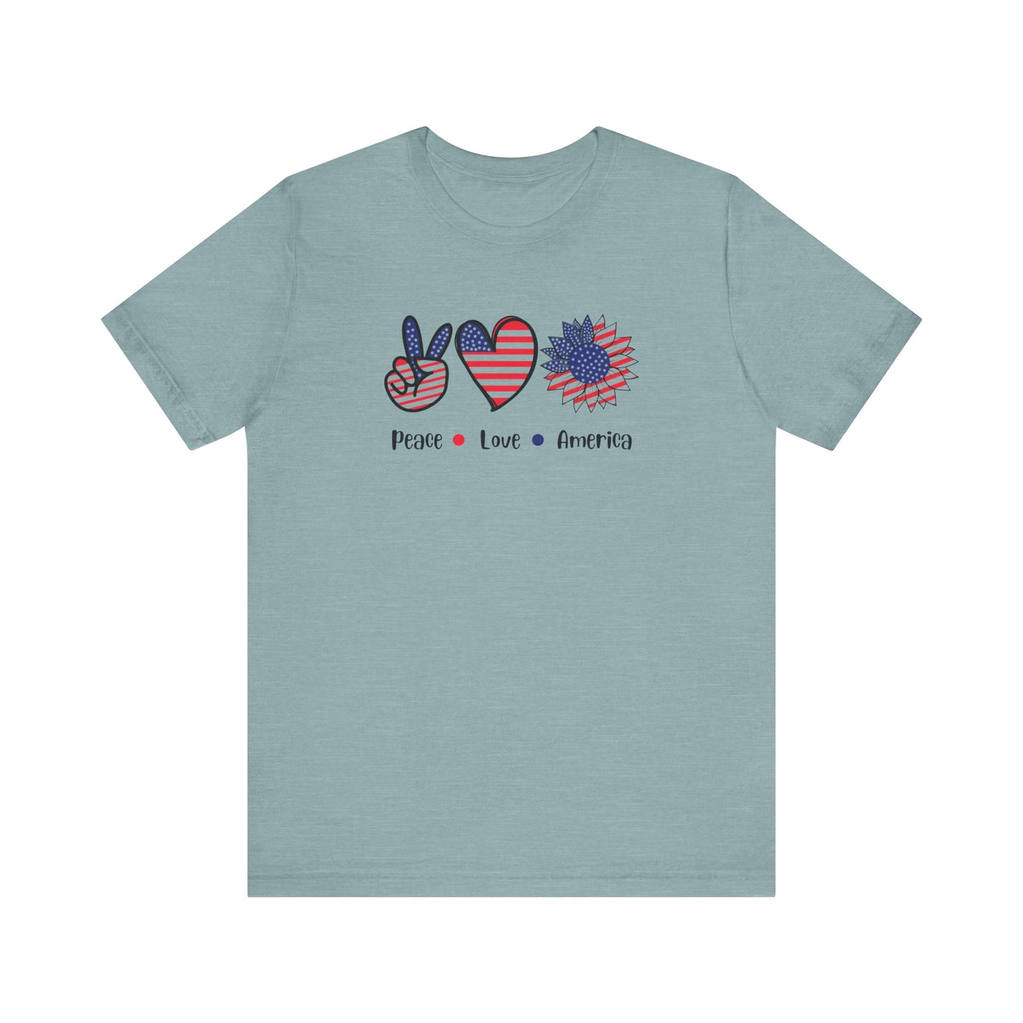 Peace Love America Unisex Short Sleeve Tee