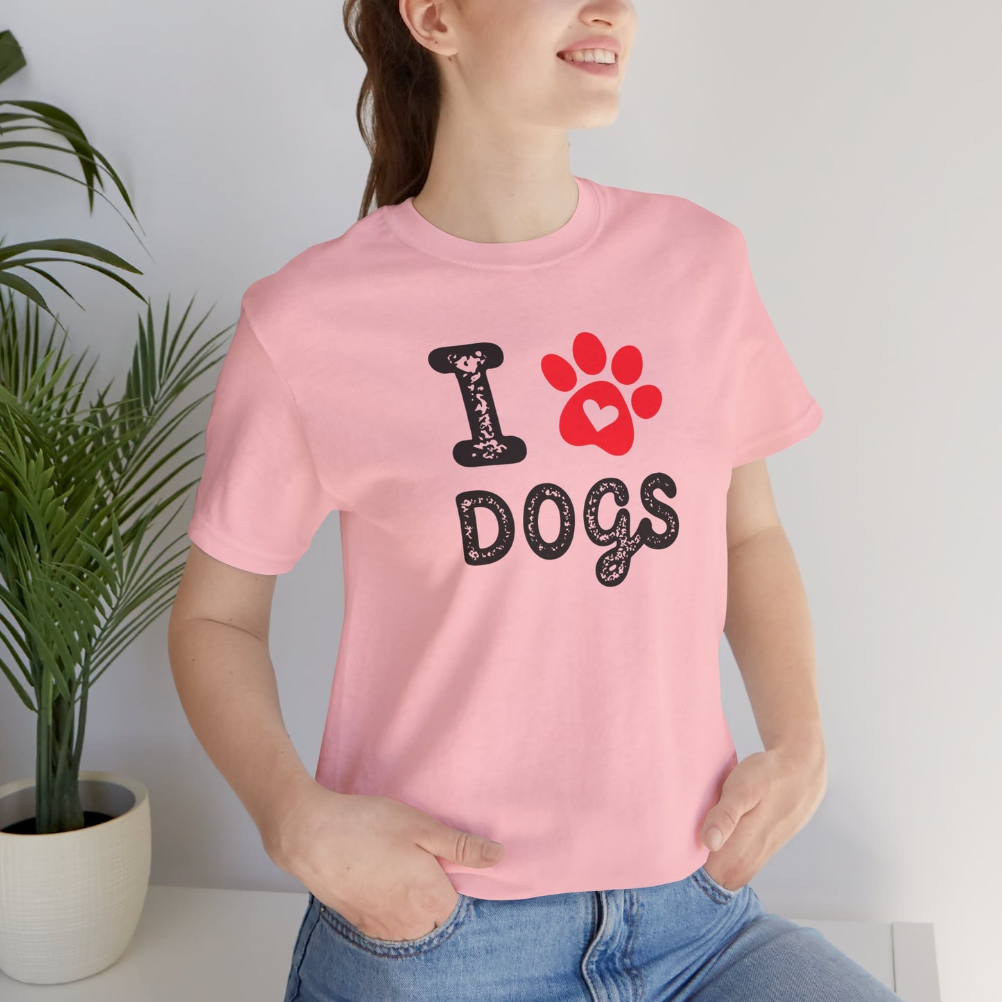 I Love Dogs Short Sleeve Tee, Dog Lover T-Shirt, Animal Lover Gift, Pet Parent Apparel