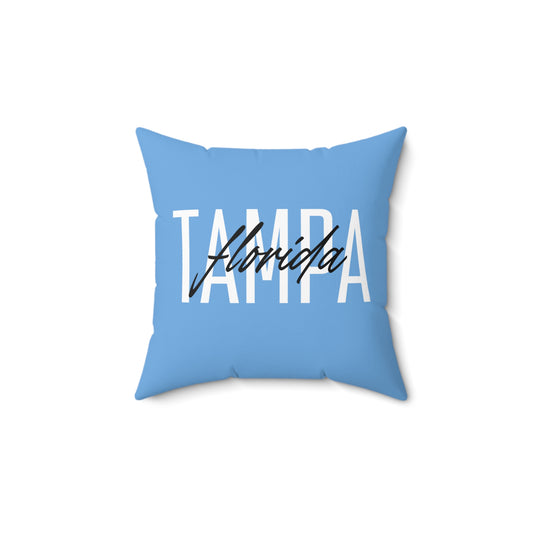 Tampa Florida Decorative Pillow, Blue Square Cushion, Coastal Decor, Home Accent