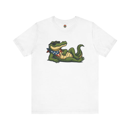 Crocodile Americana Tee: Fun Unisex T-Shirt for Summer
