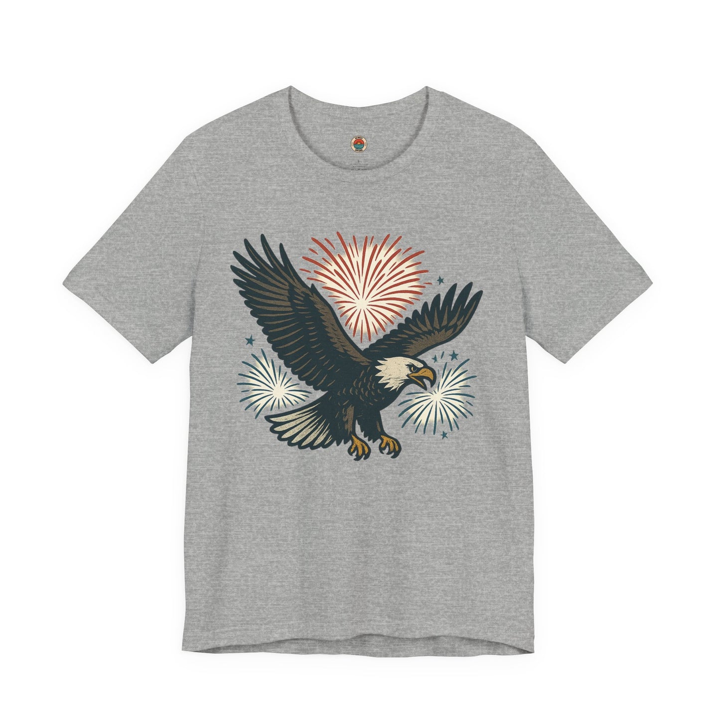 Eagle Fireworks Tee - Unisex Jersey Short Sleeve Shirt, Patriotic Apparel