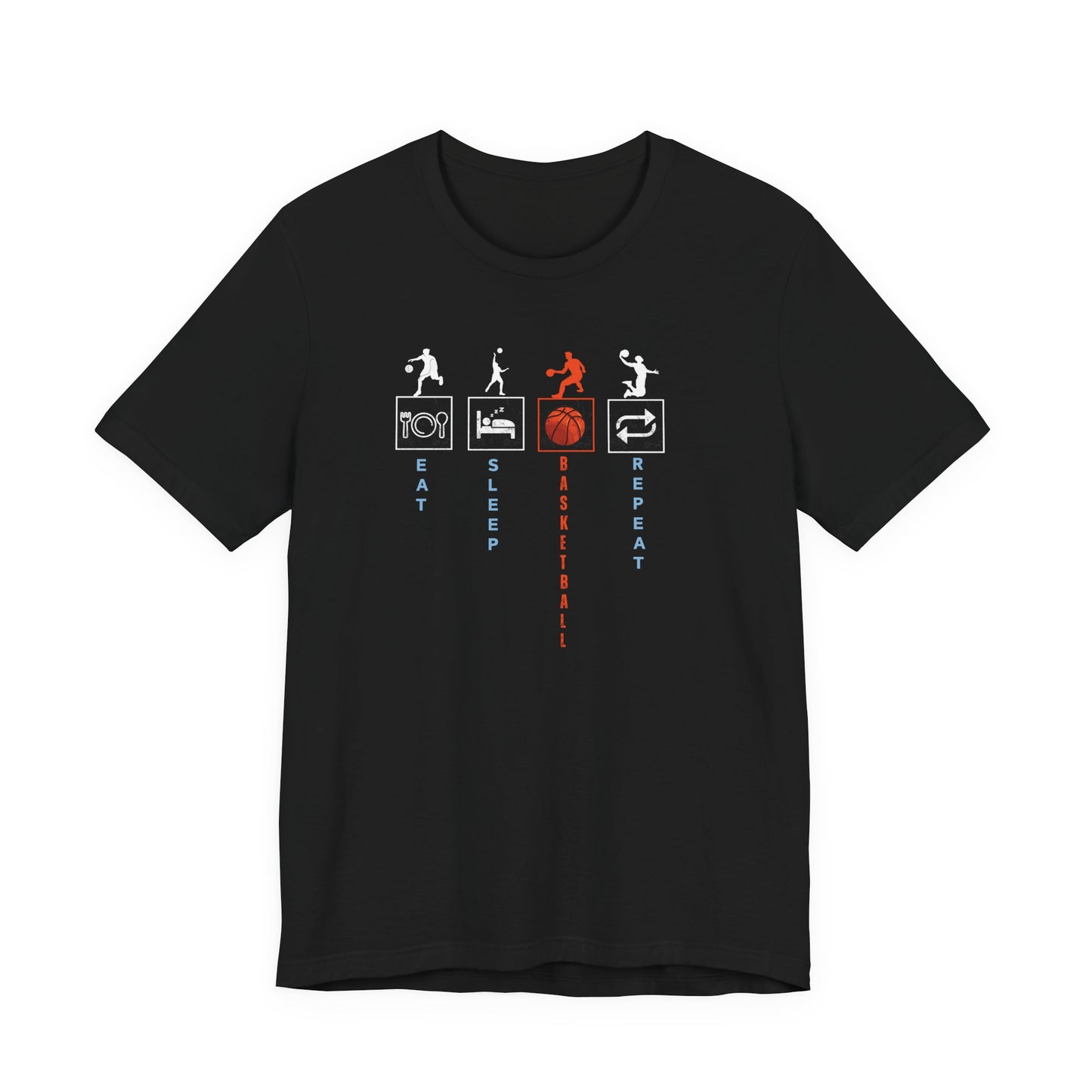 Basketball Lifestyle Tee - Eat Sleep Basketball Repeat Unisex Jersey S/S Tee