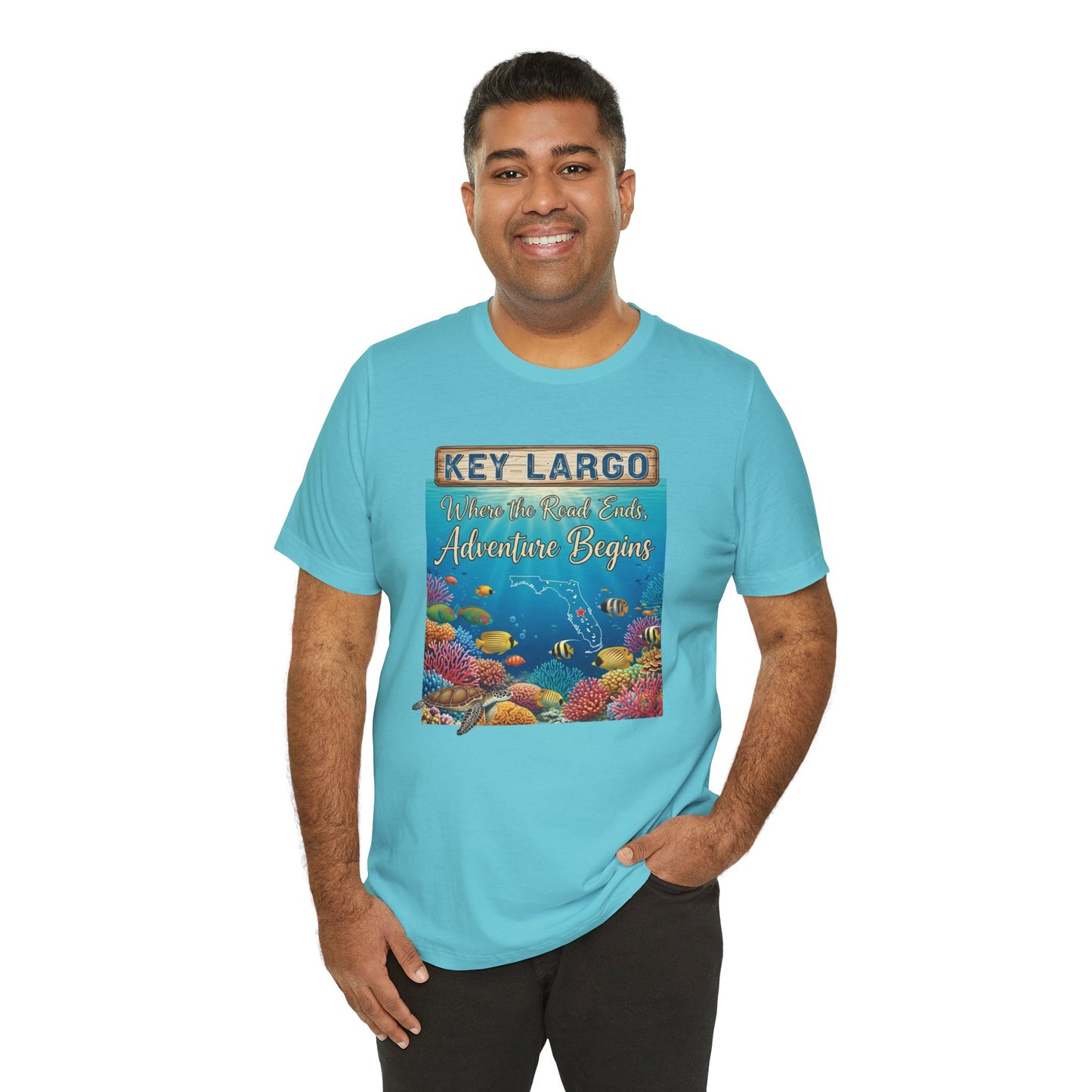 FLORIDA KEYS COLLECTION Key Largo Adventure Begins Tee, Unisex T-Shirt, Beachwear
