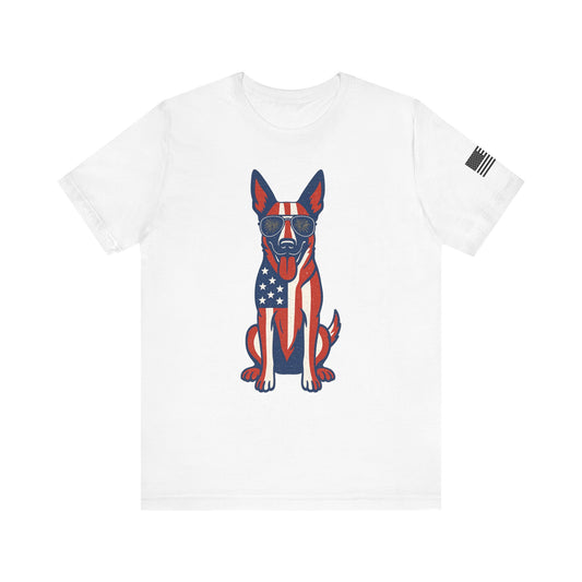 Patriotic Belgian Malinois Dog T-Shirt - Fun, Casual Summer Tee for Dog Lovers