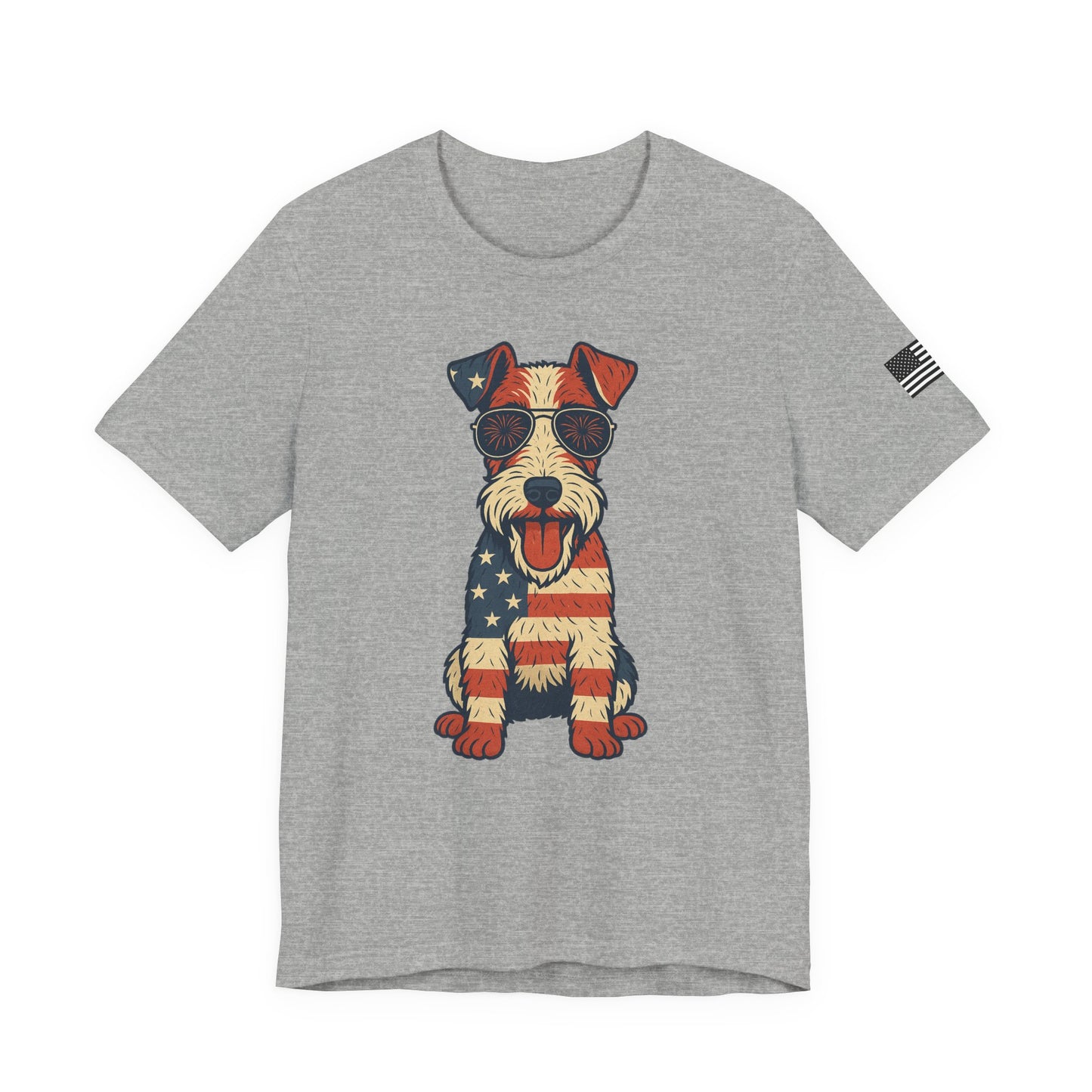 Patriotic Wire Fox Terrier Dog Tee - Unisex Jersey Short Sleeve T-Shirt