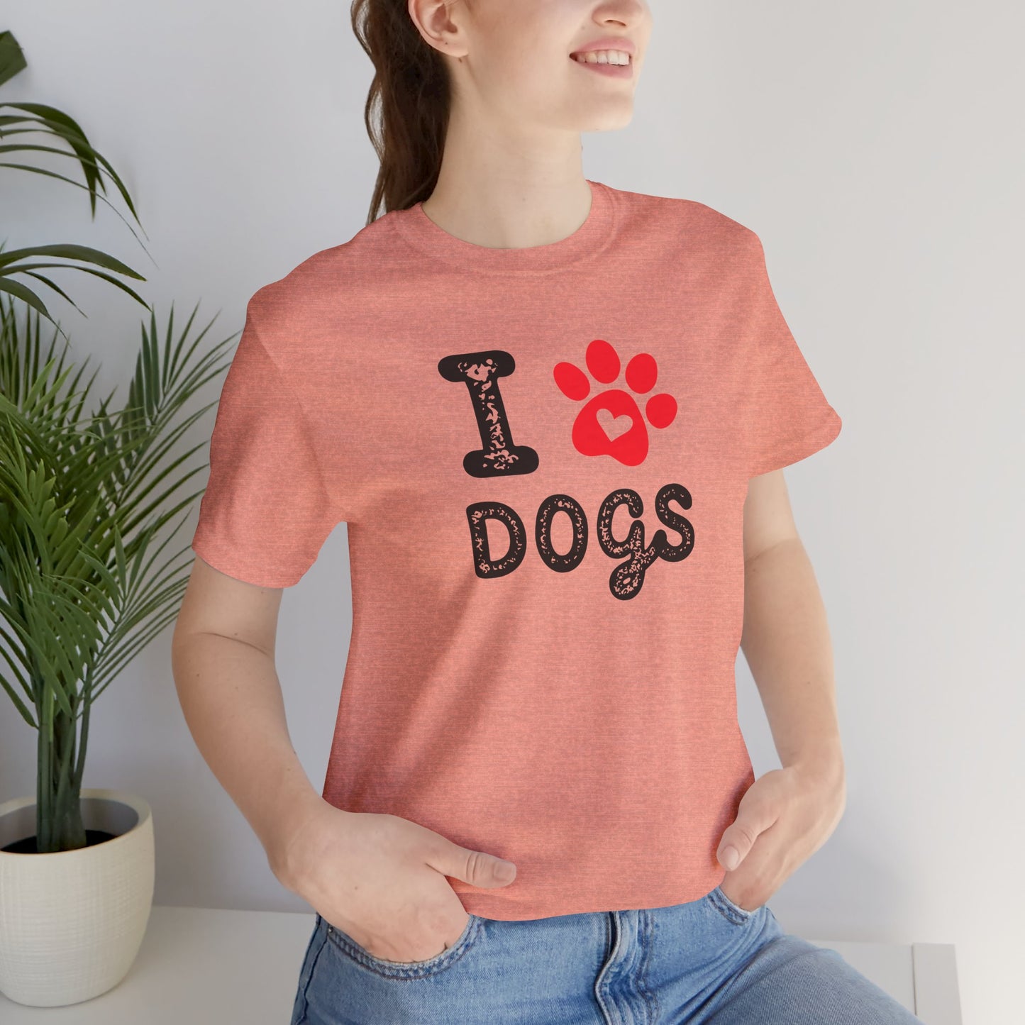 I Love Dogs Short Sleeve Tee, Dog Lover T-Shirt, Animal Lover Gift, Pet Parent Apparel