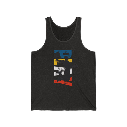 Dynamic Unisex Jersey Tank - Basketball Inspired Graphic Tee