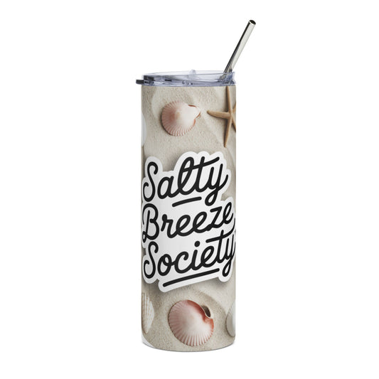 Salty Breeze Society Stainless Steel Tumbler, Beach Lovers Drinkware, Coastal Vibes Tumbler, Summer Gift, Travel Mug for Ocean Lovers