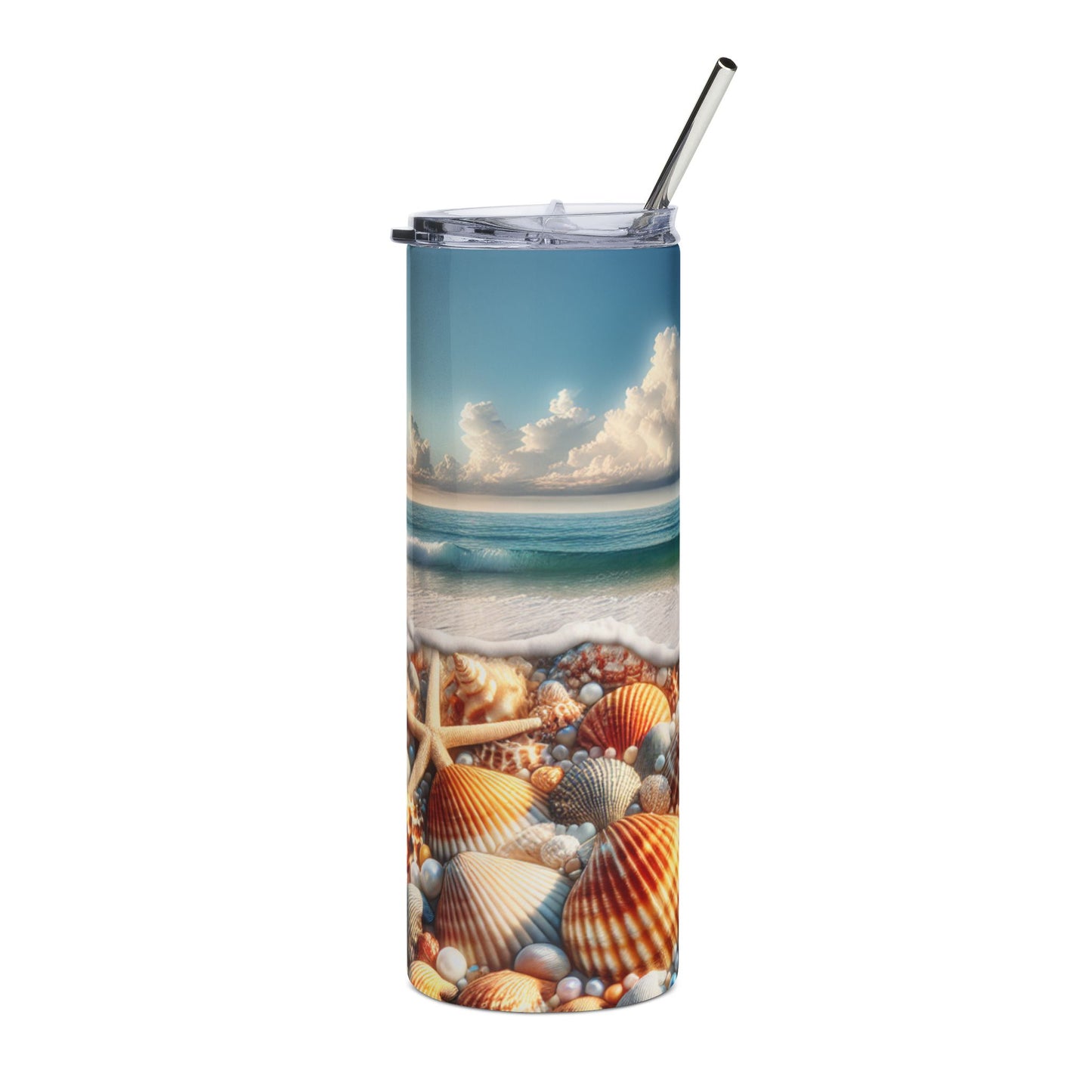 Seaside Stainless Steel Tumbler, Ocean Waves Drinkware, Beach Lover Gift, Travel Cup, Summer Fun, Nautical Decor