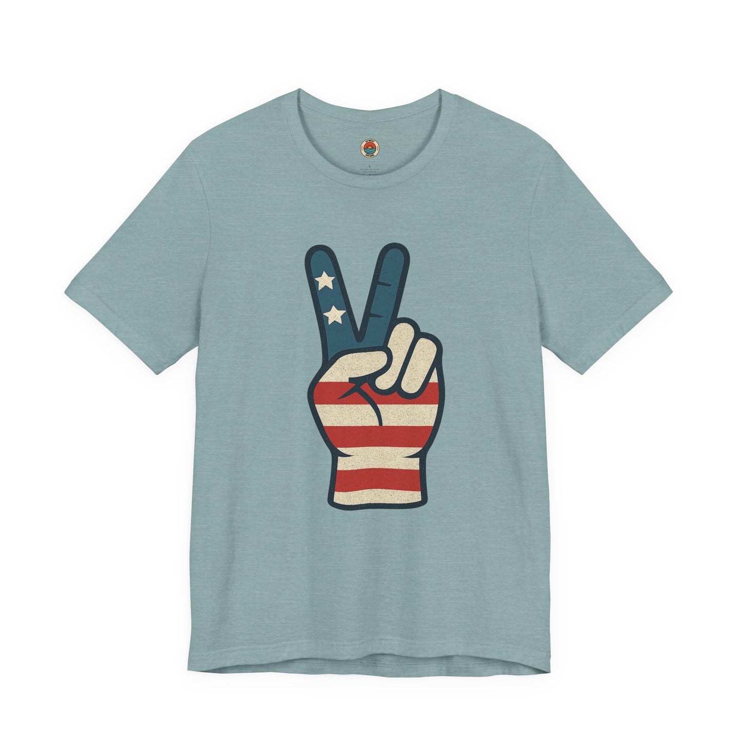 Vintage Peace Sign American Flag Tee, Unisex Tee, Fourth of July Shirt