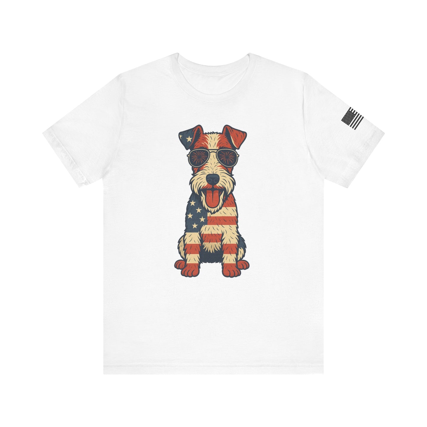 Patriotic Wire Fox Terrier Dog Tee - Unisex Jersey Short Sleeve T-Shirt