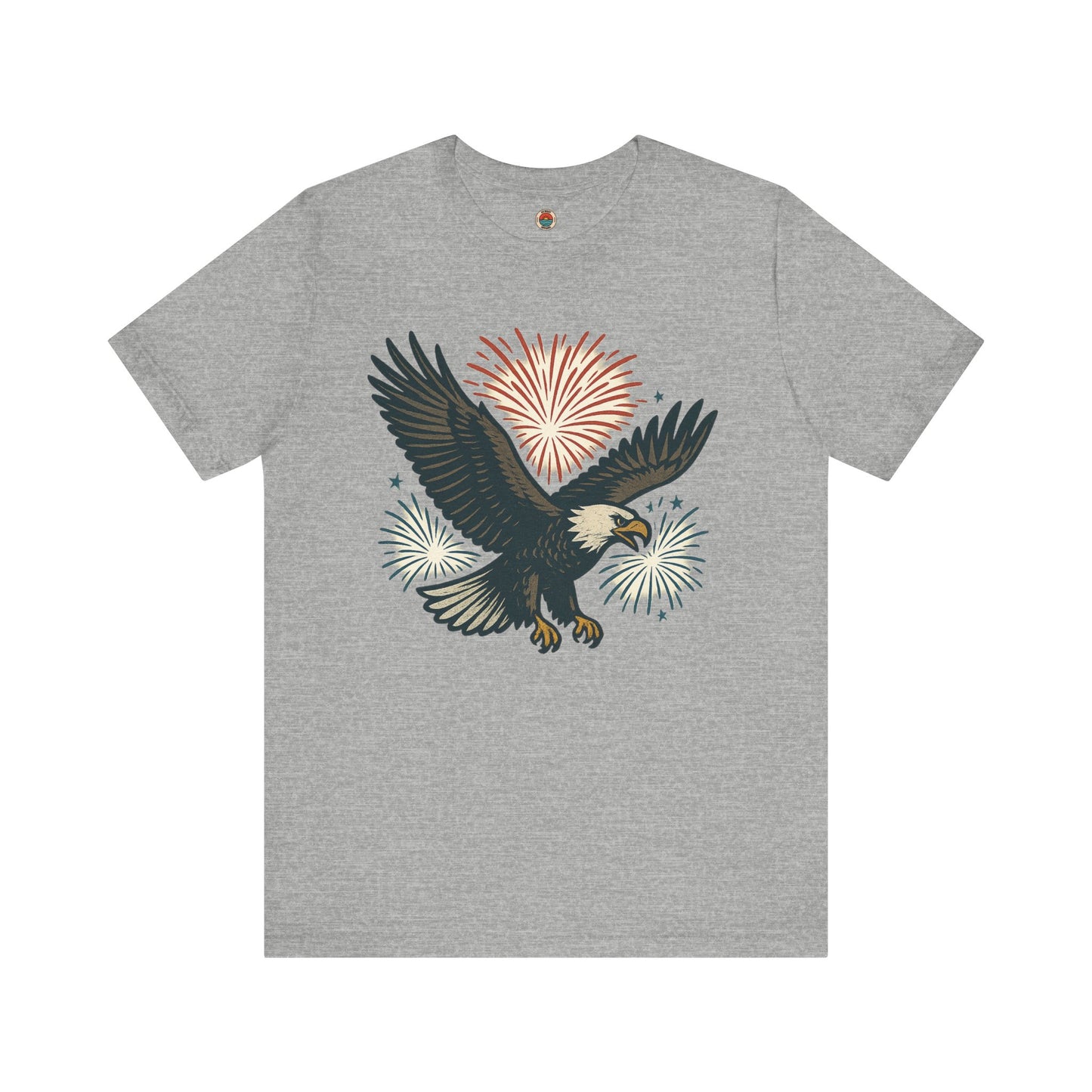Eagle Fireworks Tee - Unisex Jersey Short Sleeve Shirt, Patriotic Apparel