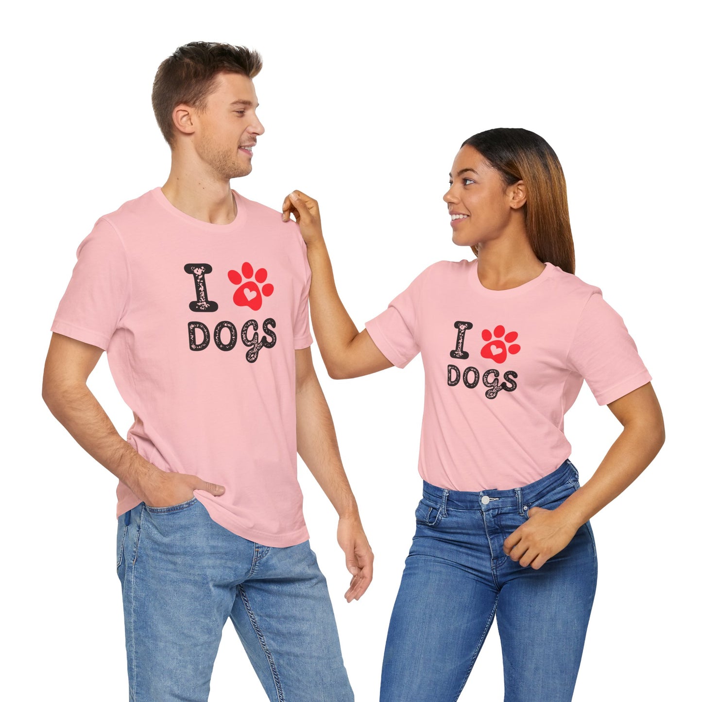 I Love Dogs Short Sleeve Tee, Dog Lover T-Shirt, Animal Lover Gift, Pet Parent Apparel
