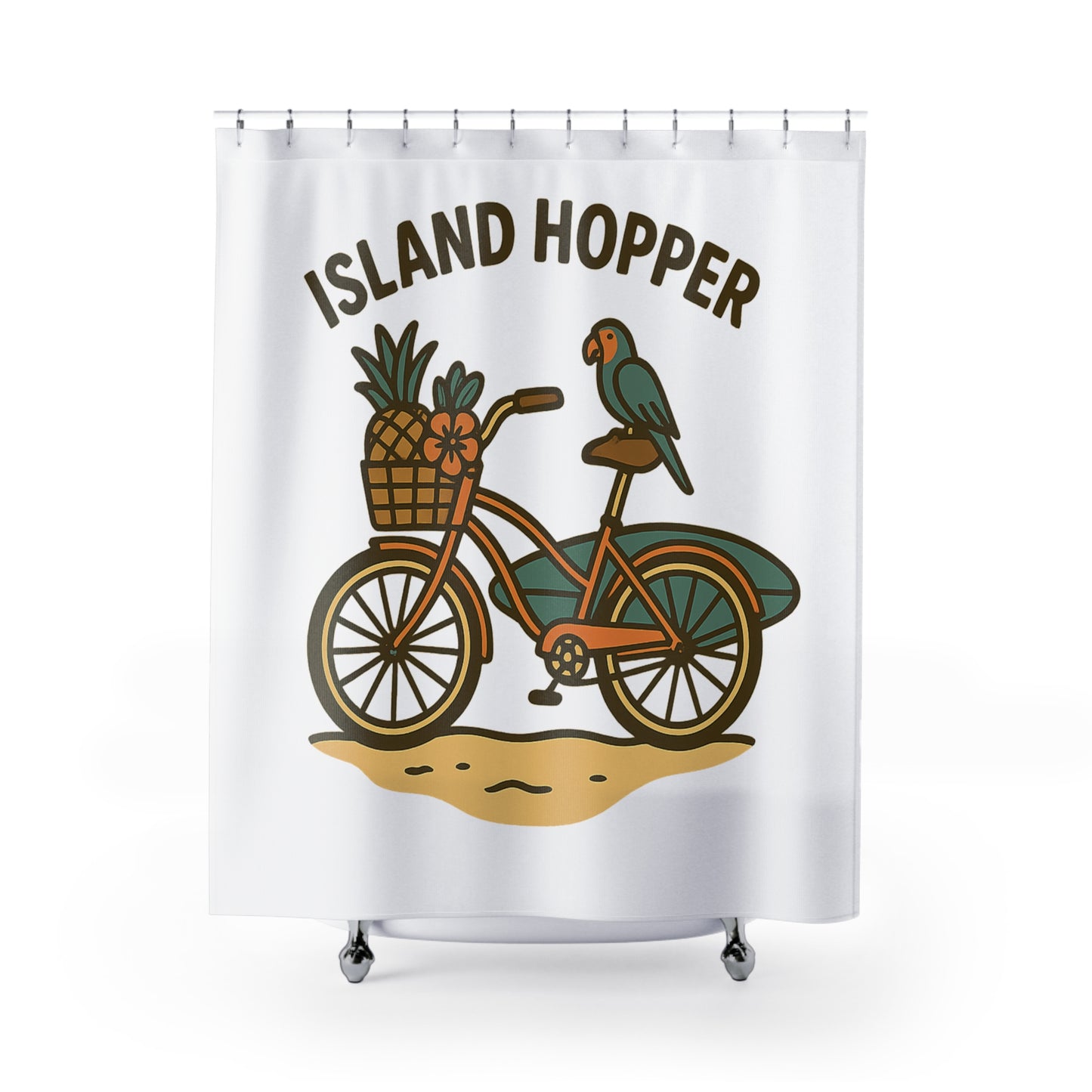 Tropical Island Hopper Shower Curtain, Beach Decor, Bathroom Refresh