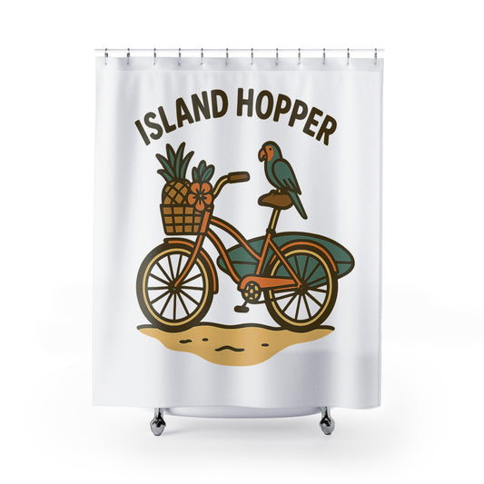 Tropical Island Hopper Shower Curtain, Beach Decor, Bathroom Refresh