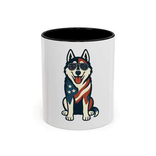 Patriotic Siberian Husky Dog Coffee Mug, Unique Pet Lover Gift