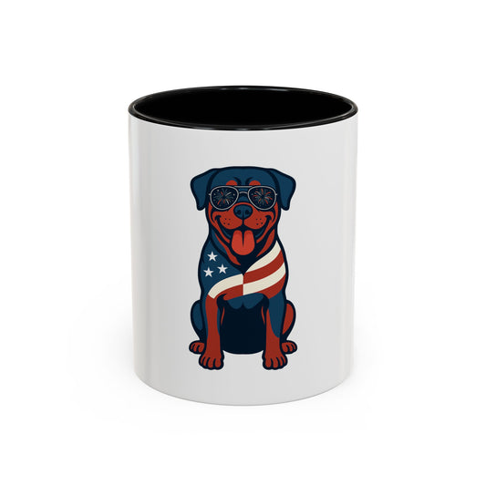 Patriotic Dog Mug, Rottweiler Coffee Cup, Cute Pet Lover Gift