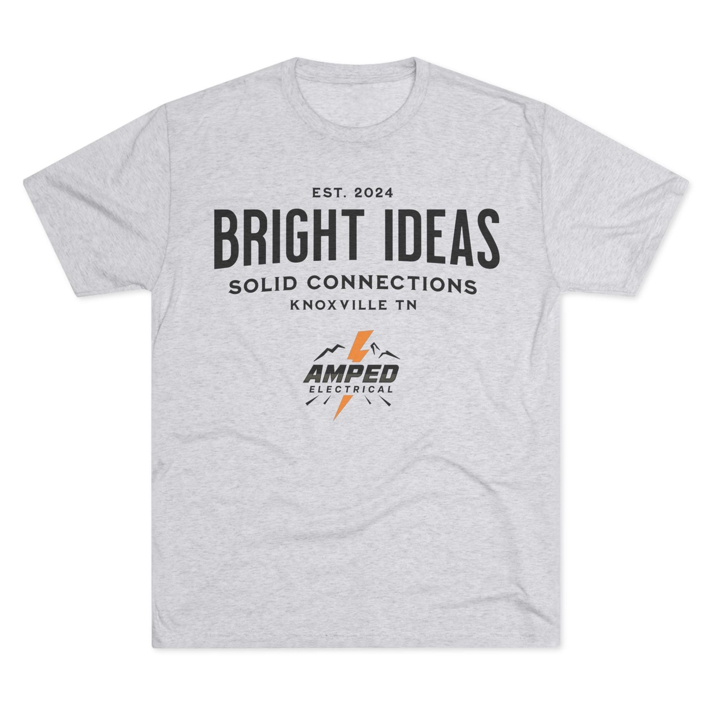AMPED ELECTRICAL Unisex Tri-Blend Crew Tee with 'Bright Ideas' for Electricians, Stylish Workwear