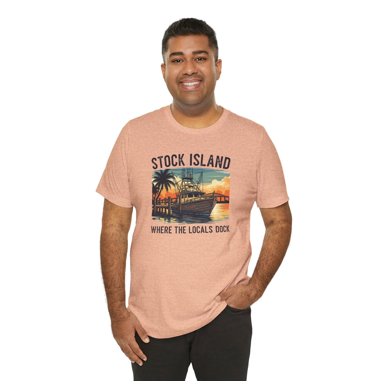 FLORIDA KEYS COLLECTION Stock Island Sunset Tee | Unisex Jersey Short Sleeve Shirt for Beach Lovers, Casual Outings