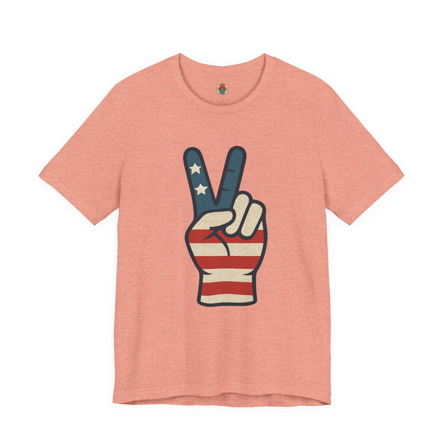 Vintage Peace Sign American Flag Tee, Unisex Tee, Fourth of July Shirt
