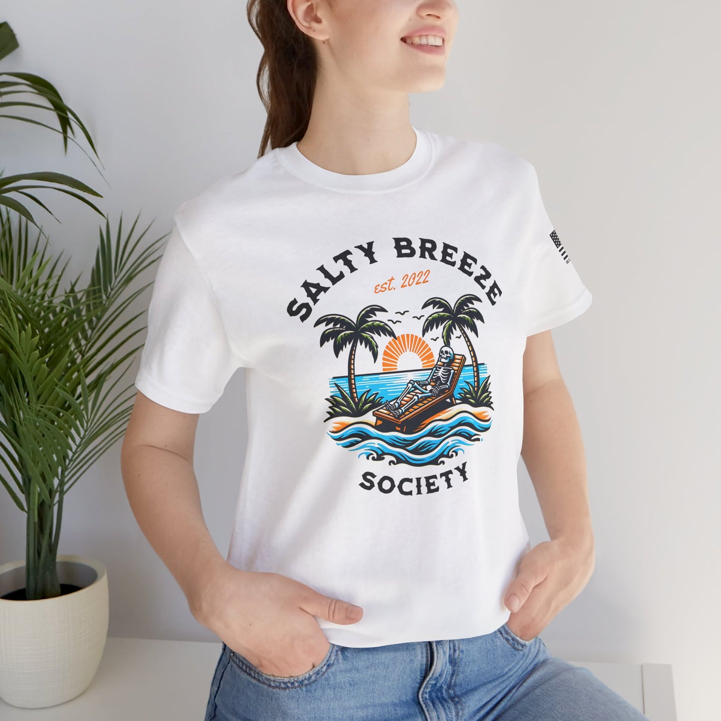 Salty Breeze Society™ Tee, Casual Summer Shirt, Beach Vibe Apparel, Gift for Ocean Lovers, Relaxed Fit Graphic Tee