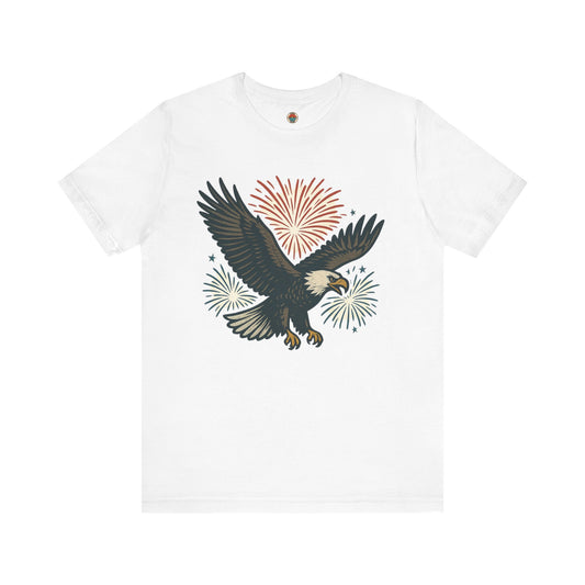 Eagle Fireworks Tee - Unisex Jersey Short Sleeve Shirt, Patriotic Apparel