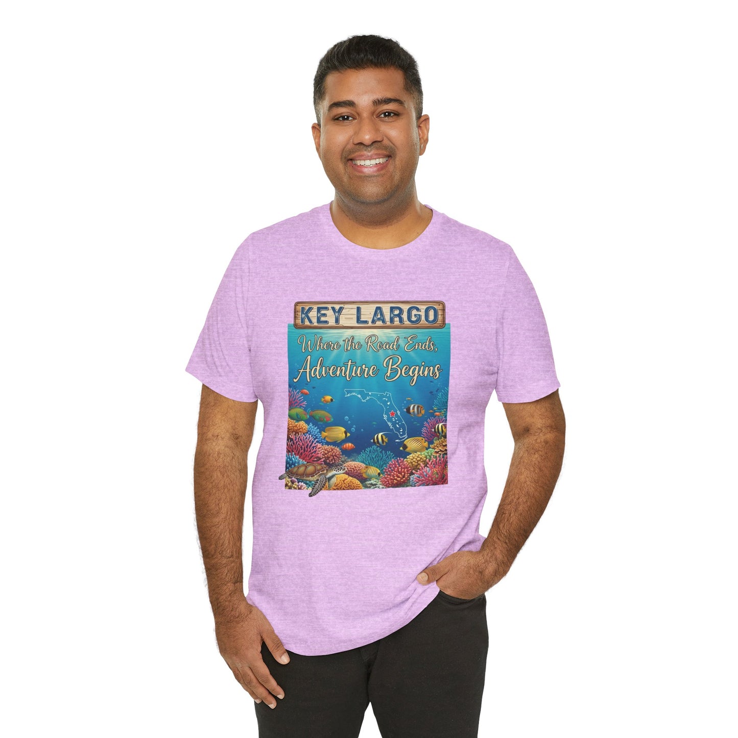 FLORIDA KEYS COLLECTION Key Largo Adventure Begins Tee, Unisex T-Shirt, Beachwear