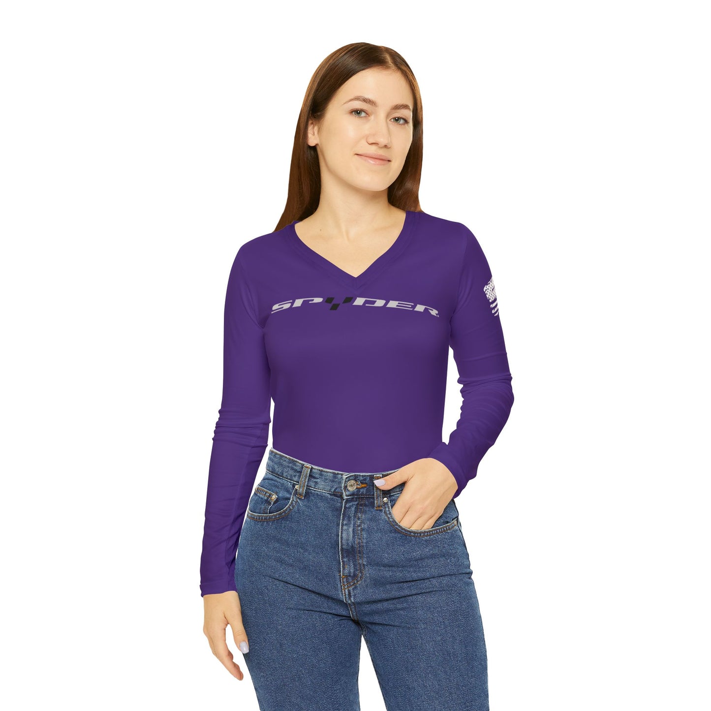 SPYDER DARK PURPLE Women's Long Sleeve V-neck Shirt