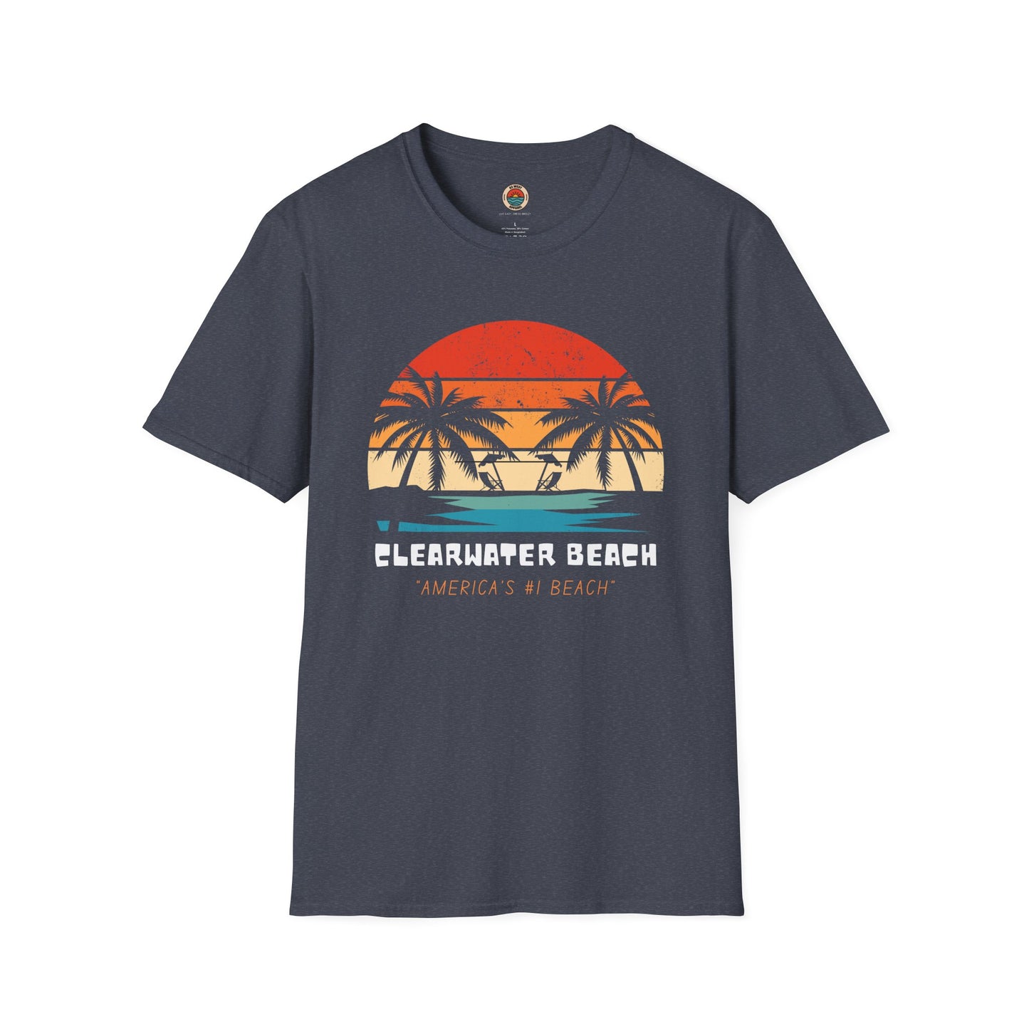 Clearwater Beach Unisex Softstyle T-Shirt - Vintage Sunset Design