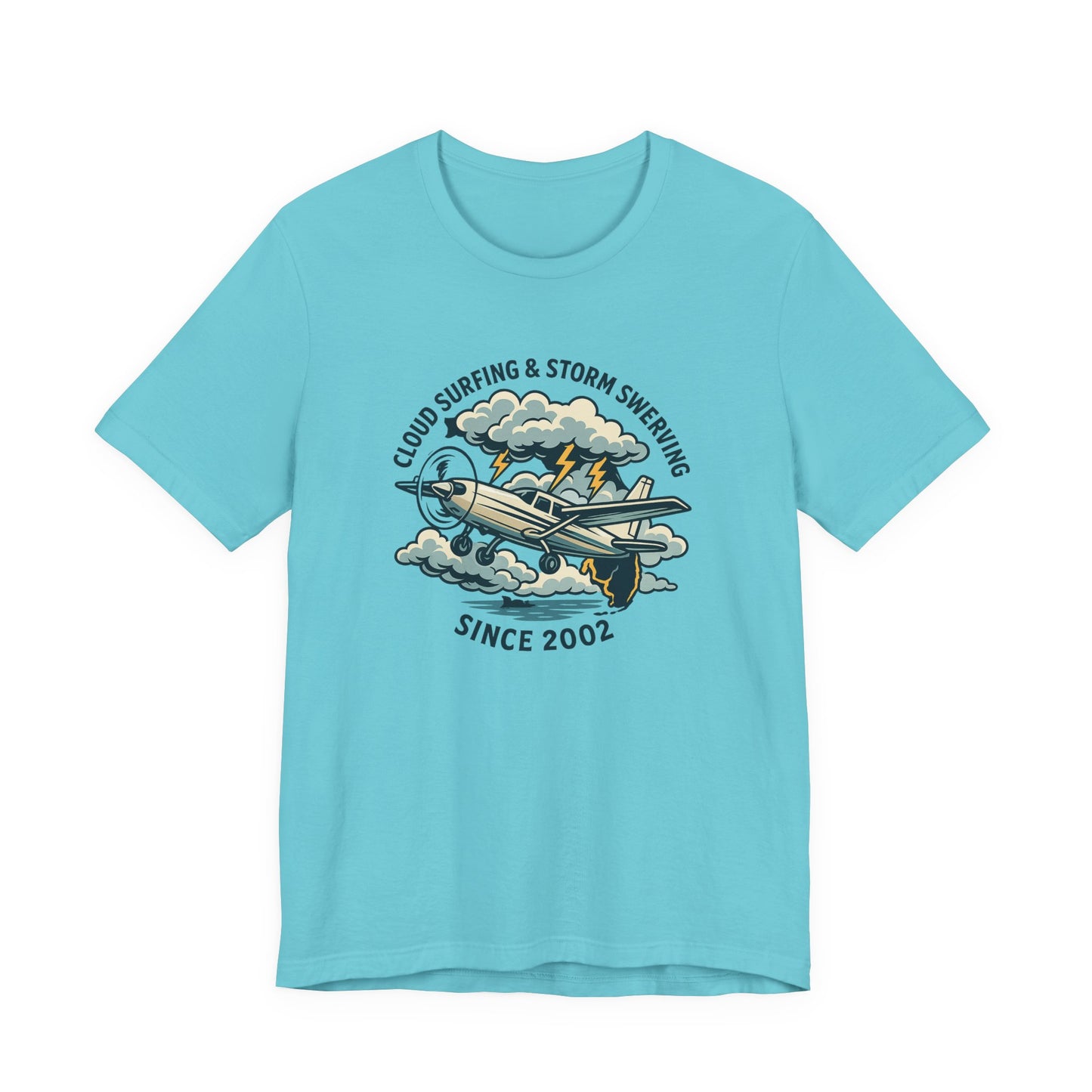 Cloud Surfing & Storm Chasing Tee, Unisex Short Sleeve Shirt, Airplane Graphic