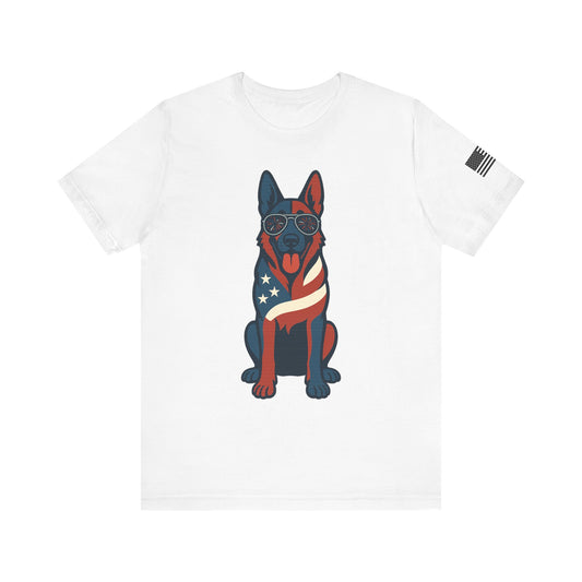 Patriotic German Shepherd Dog Tee, Cool Dog Shirt, Men's Women's Graphic T-Shirt