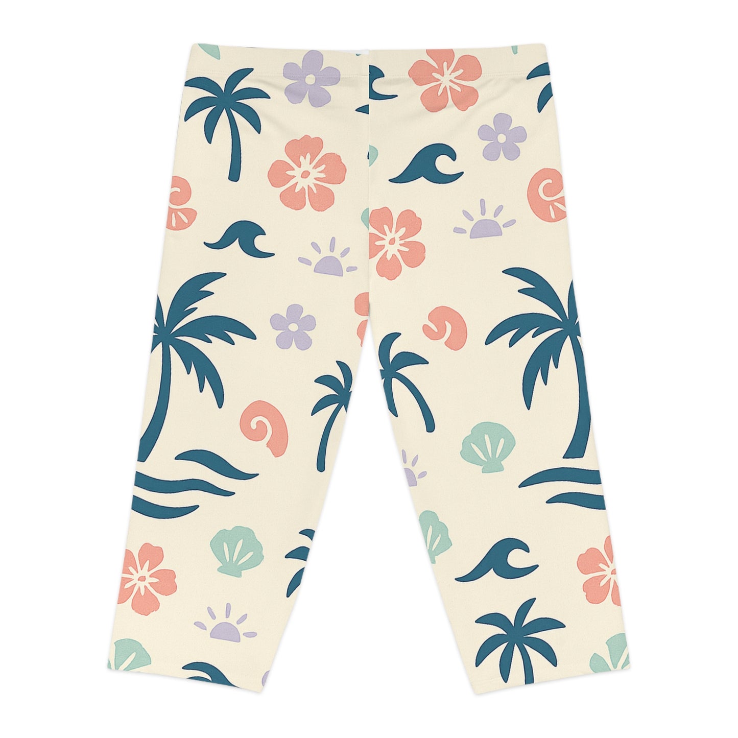 Tropical Floral Capri Leggings for Women