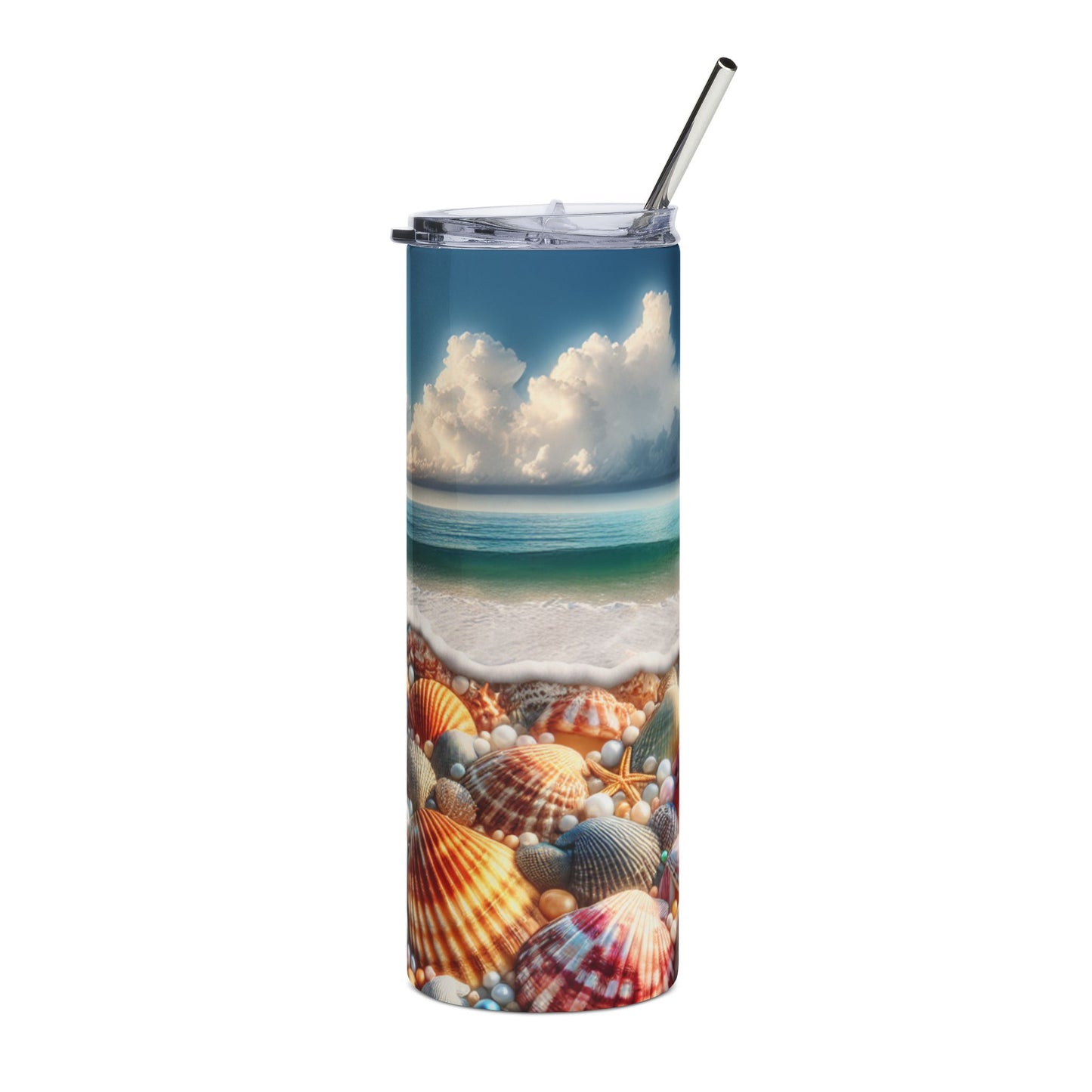 Seaside Stainless Steel Tumbler, Ocean Waves Drinkware, Beach Lover Gift, Travel Cup, Summer Fun, Nautical Decor