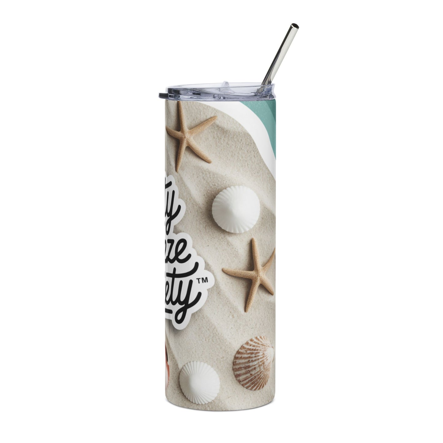 Salty Breeze Society Stainless Steel Tumbler, Beach Lovers Drinkware, Coastal Vibes Tumbler, Summer Gift, Travel Mug for Ocean Lovers