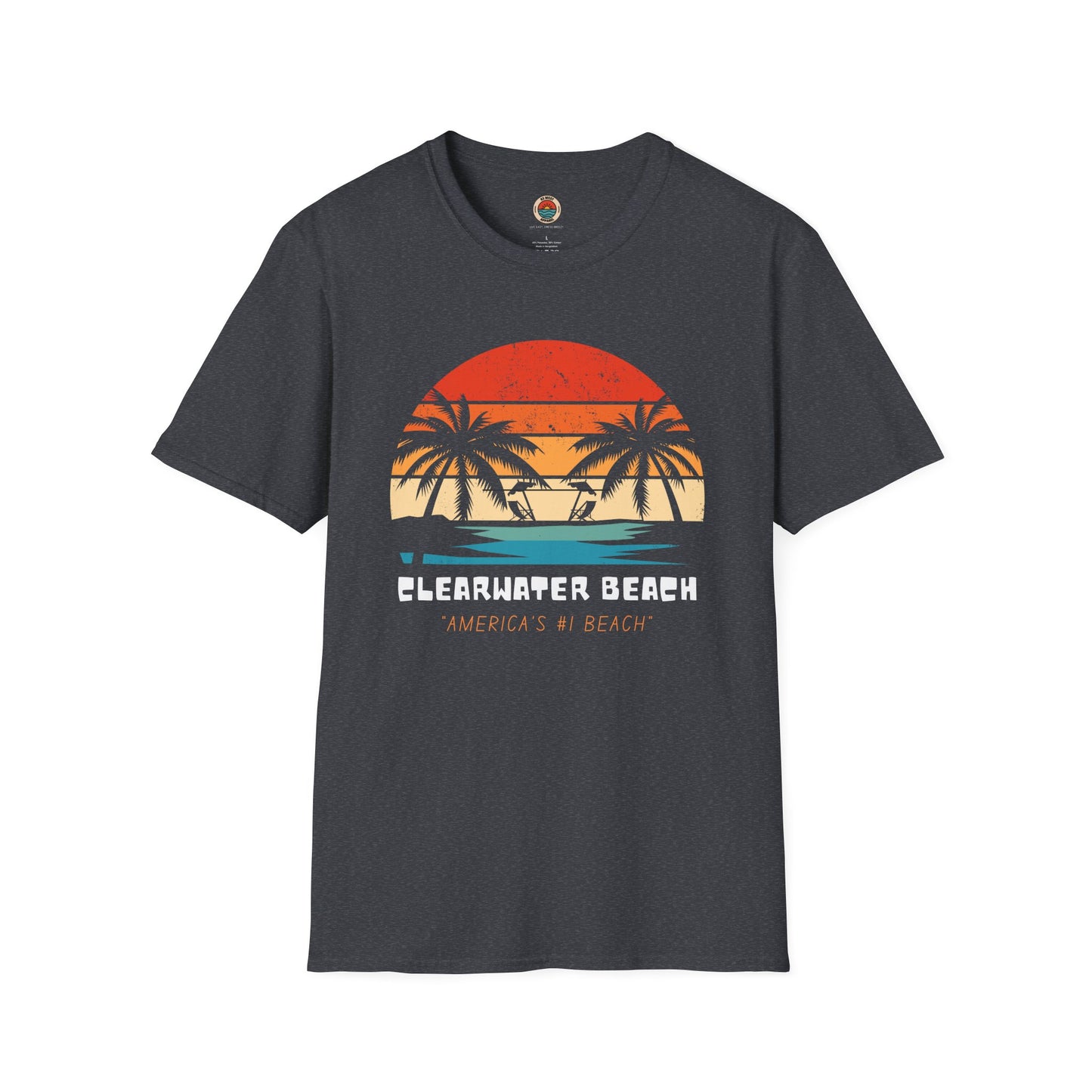Clearwater Beach Unisex Softstyle T-Shirt - Vintage Sunset Design