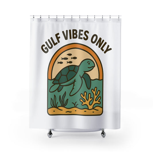 Gulf Vibes Only Shower Curtain | Nautical Bathroom Decor, Beach House Gift