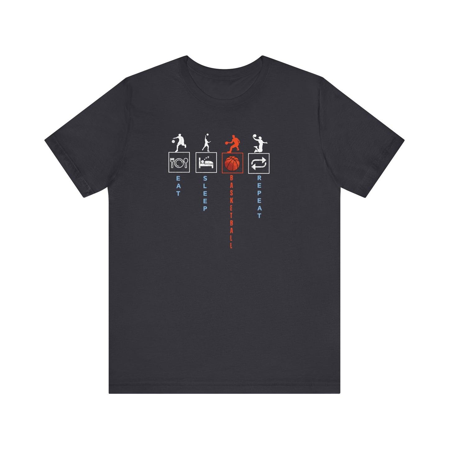 Basketball Lifestyle Tee - Eat Sleep Basketball Repeat Unisex Jersey S/S Tee